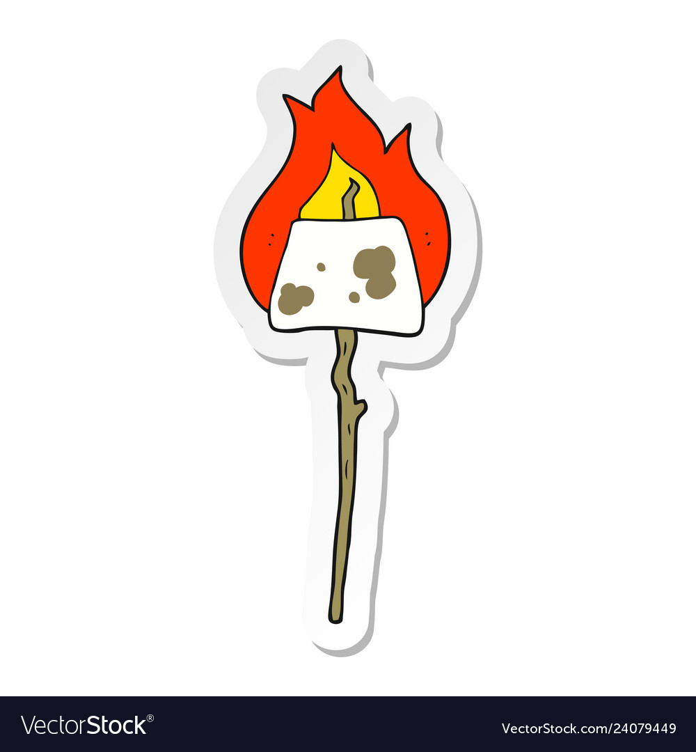 Sticker of a cartoon marshmallow on stick