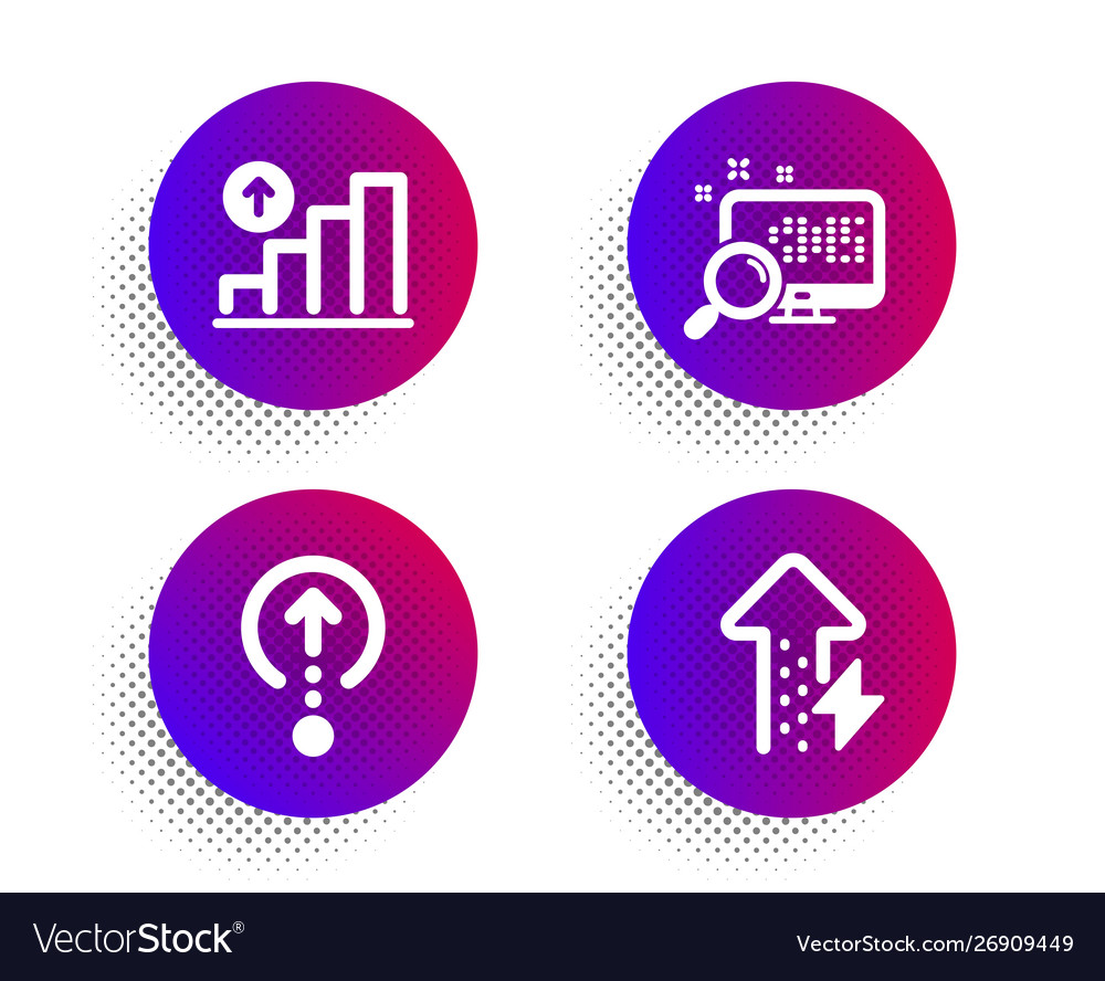 Swipe up search and graph chart icons set energy