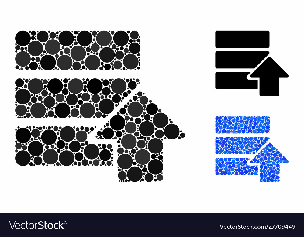 Upload database composition icon round dots vector image Upload database composition icon round dots