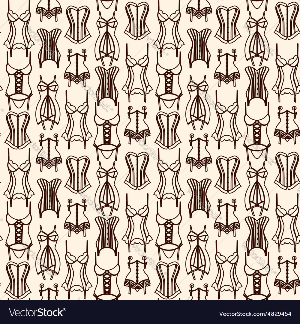 Brown lingerie line art seamless pattern