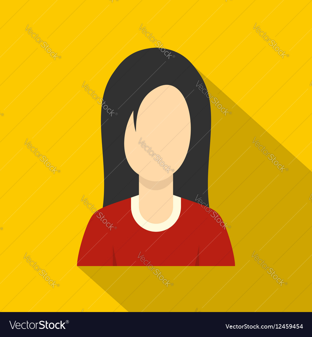 Brunette with long hair icon flat style Royalty Free Vector