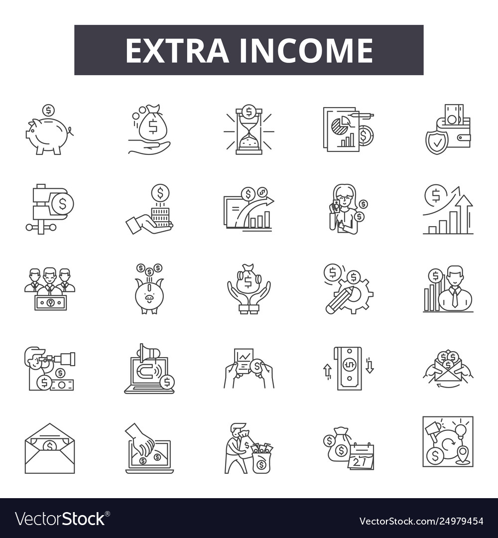 Extra income line icons signs set