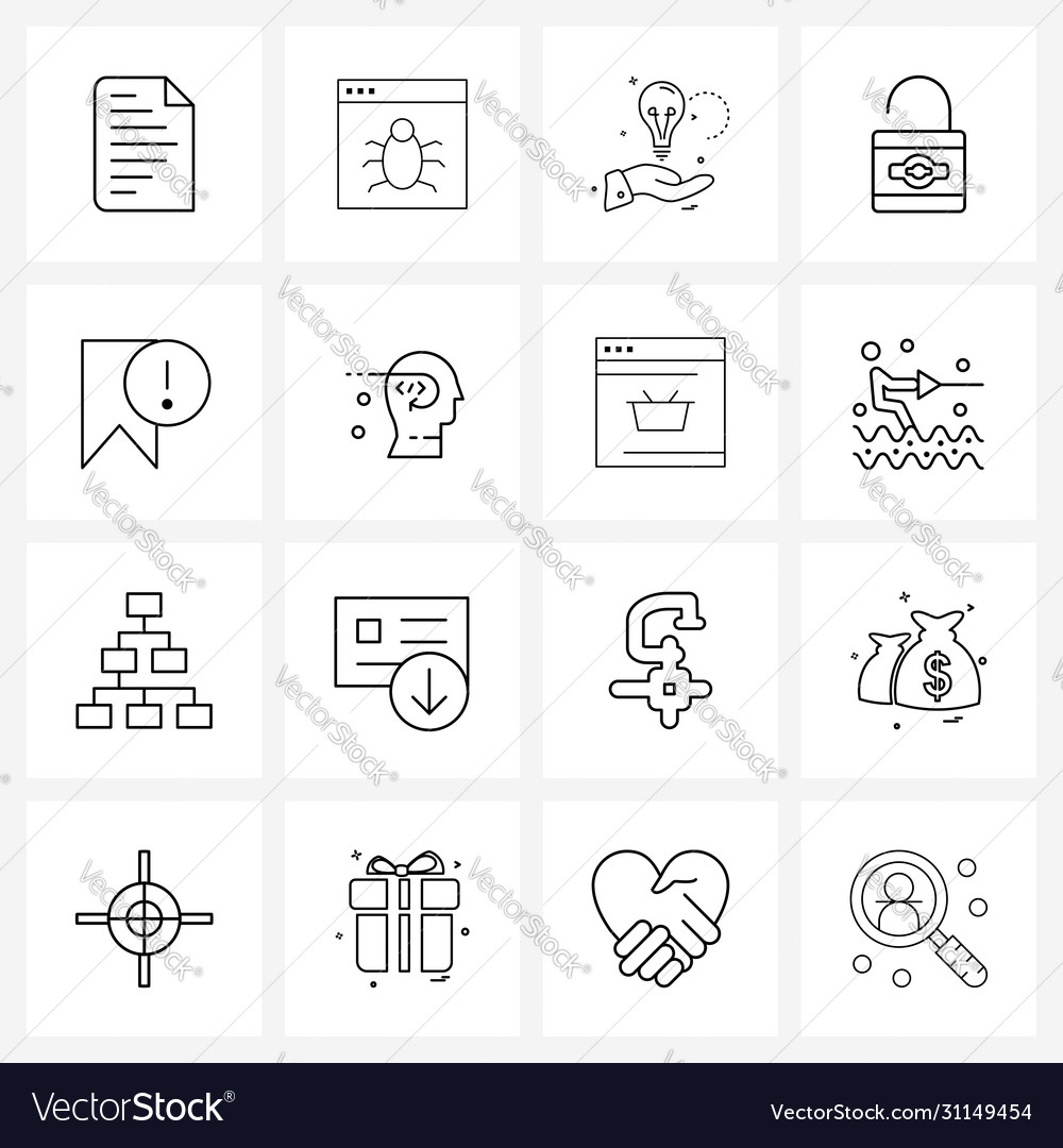 Modern style set 16 line pictograph grid based
