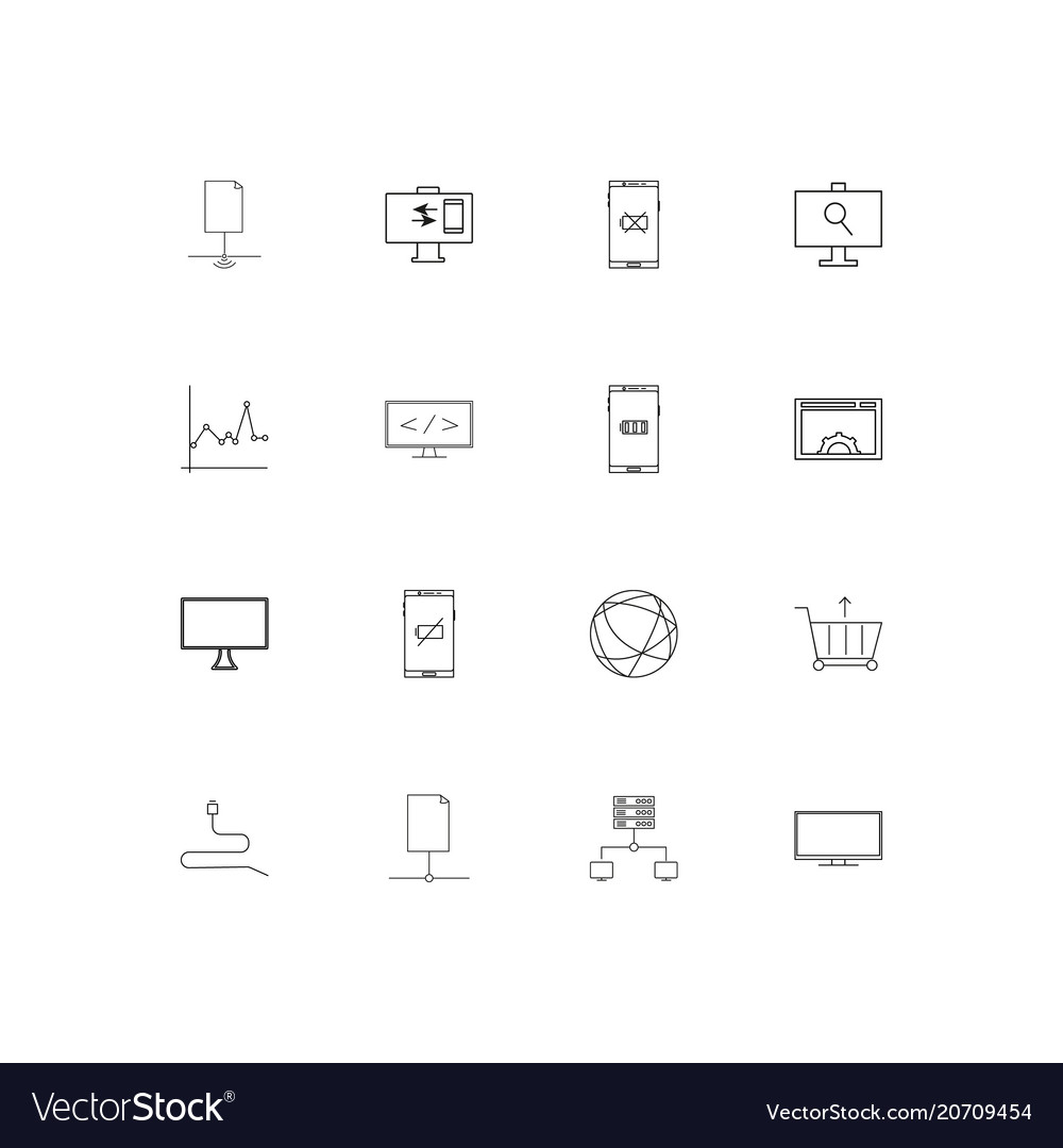 Netzwerk und Datenbank einfache lineare Icons Set