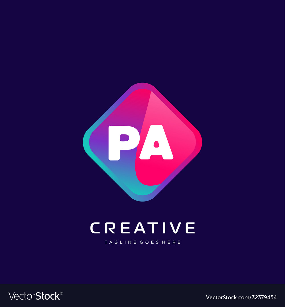Pa initial logo with colorful template