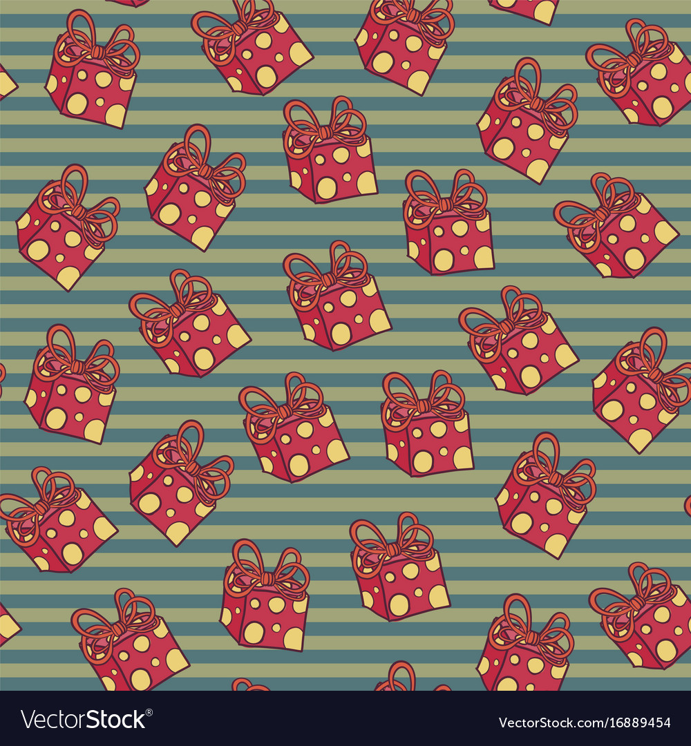 Pattern with boxes in dots on striped background