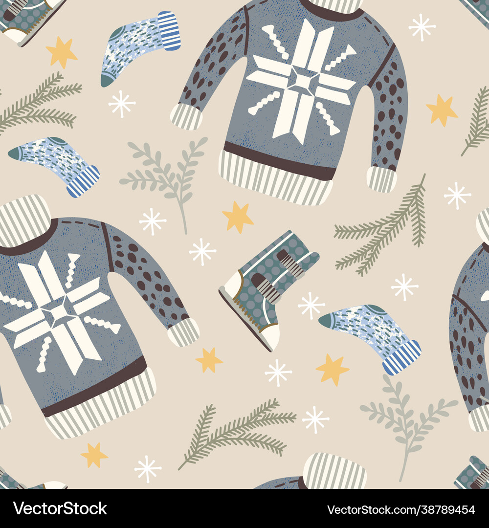 Seamless pattern with christmas elements Vector Image
