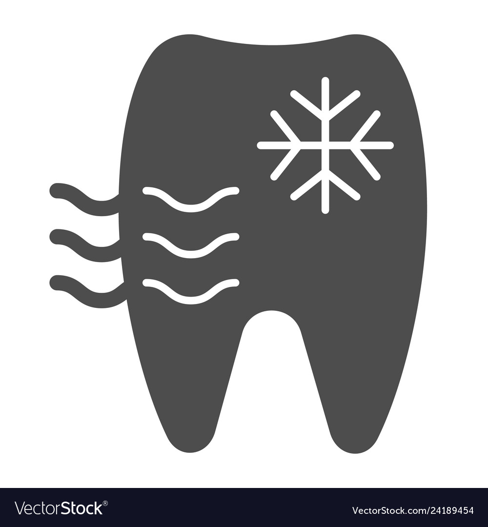 Sensitive tooth solid icon and snowflake
