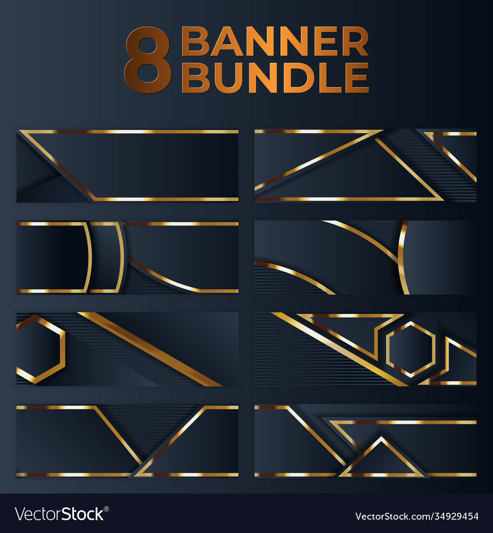 Set gold banner design with minimalist modern