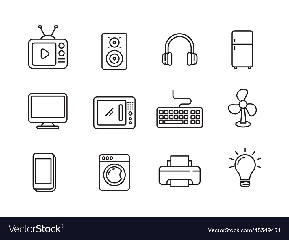 Set von Haushaltsgerät und elektronischen Icons