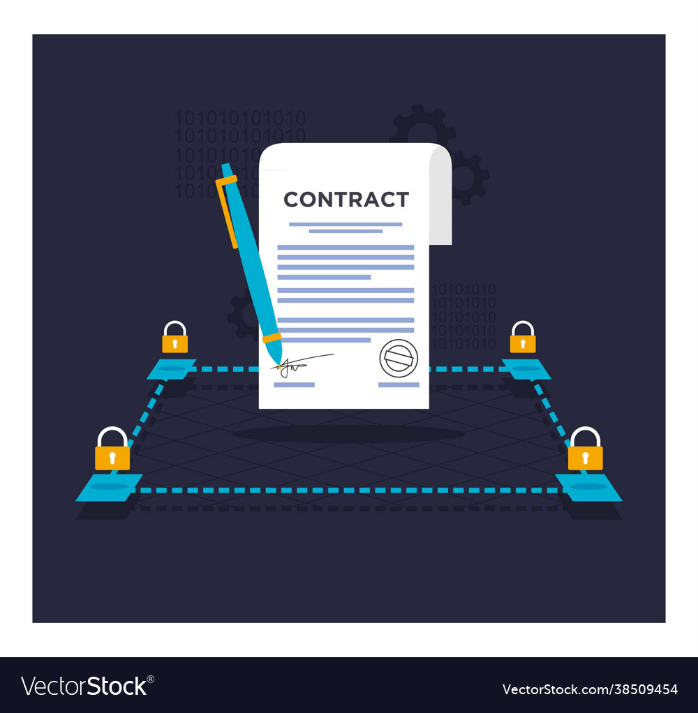 Smart contract blockchain flat design