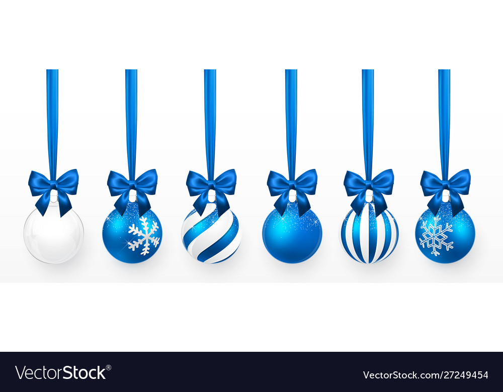 Transparent and blue christmas ball with snow Vector Image