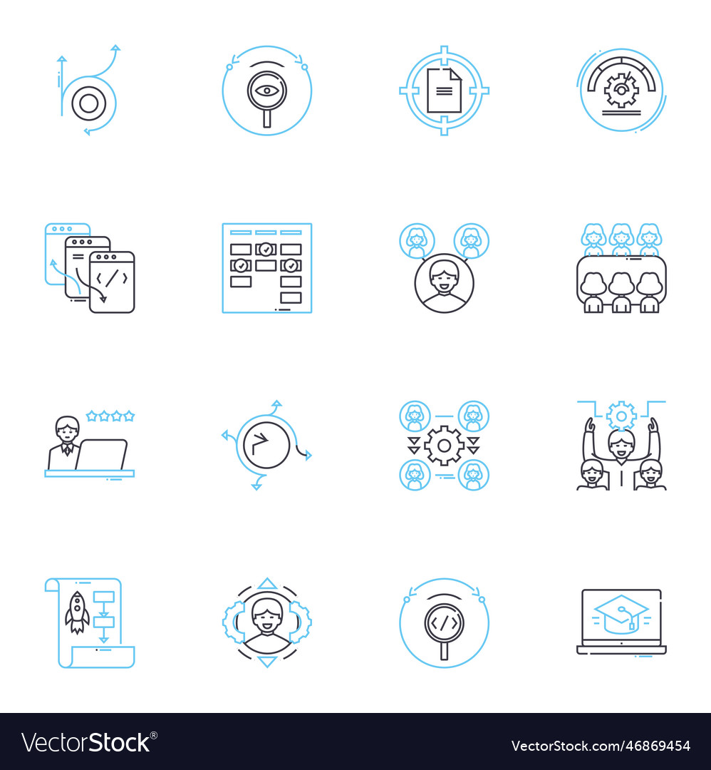 Unity linear icons set oneness collaboration vector image Unity linear icons set oneness collaboration