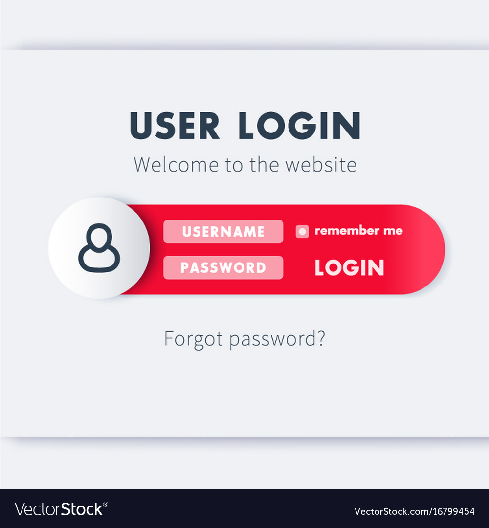 User login window web page template