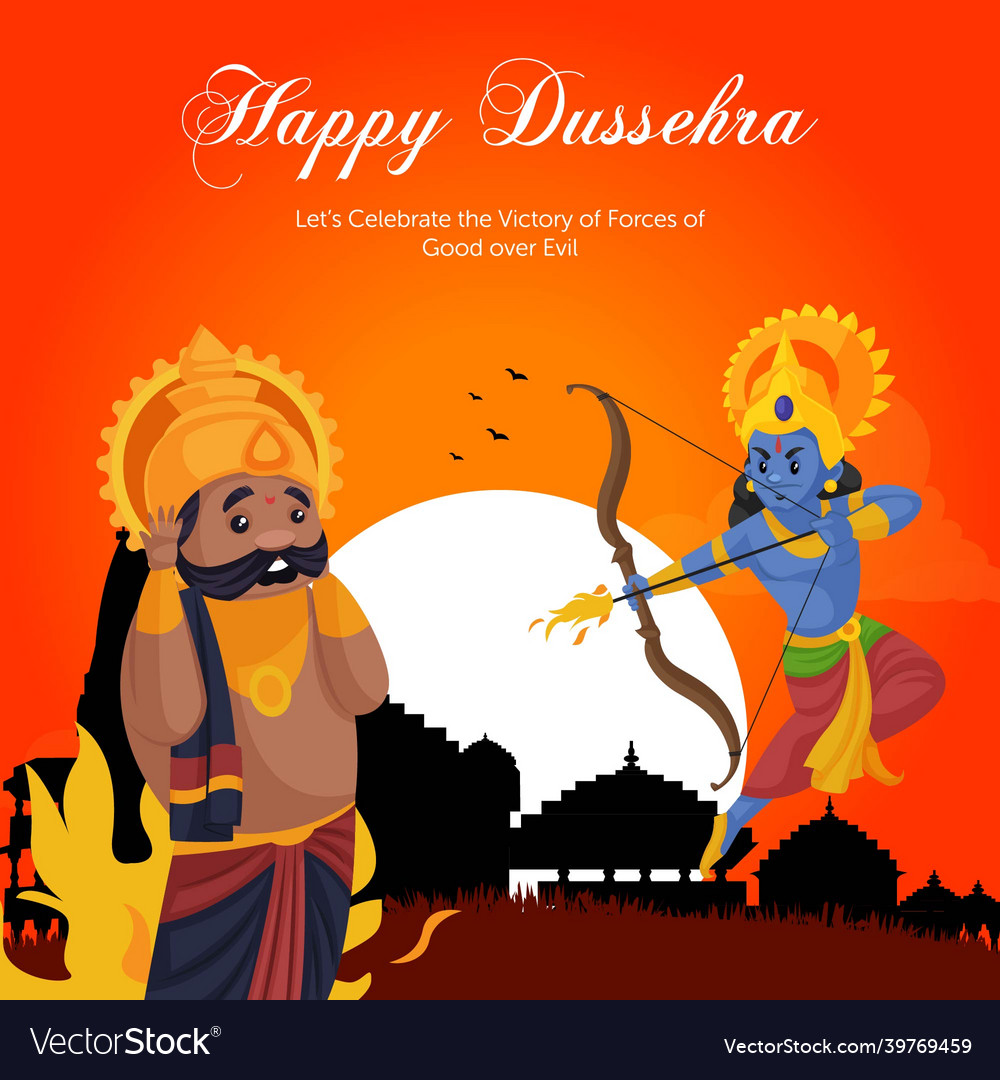 Banner design of happy dussehra Royalty Free Vector Image