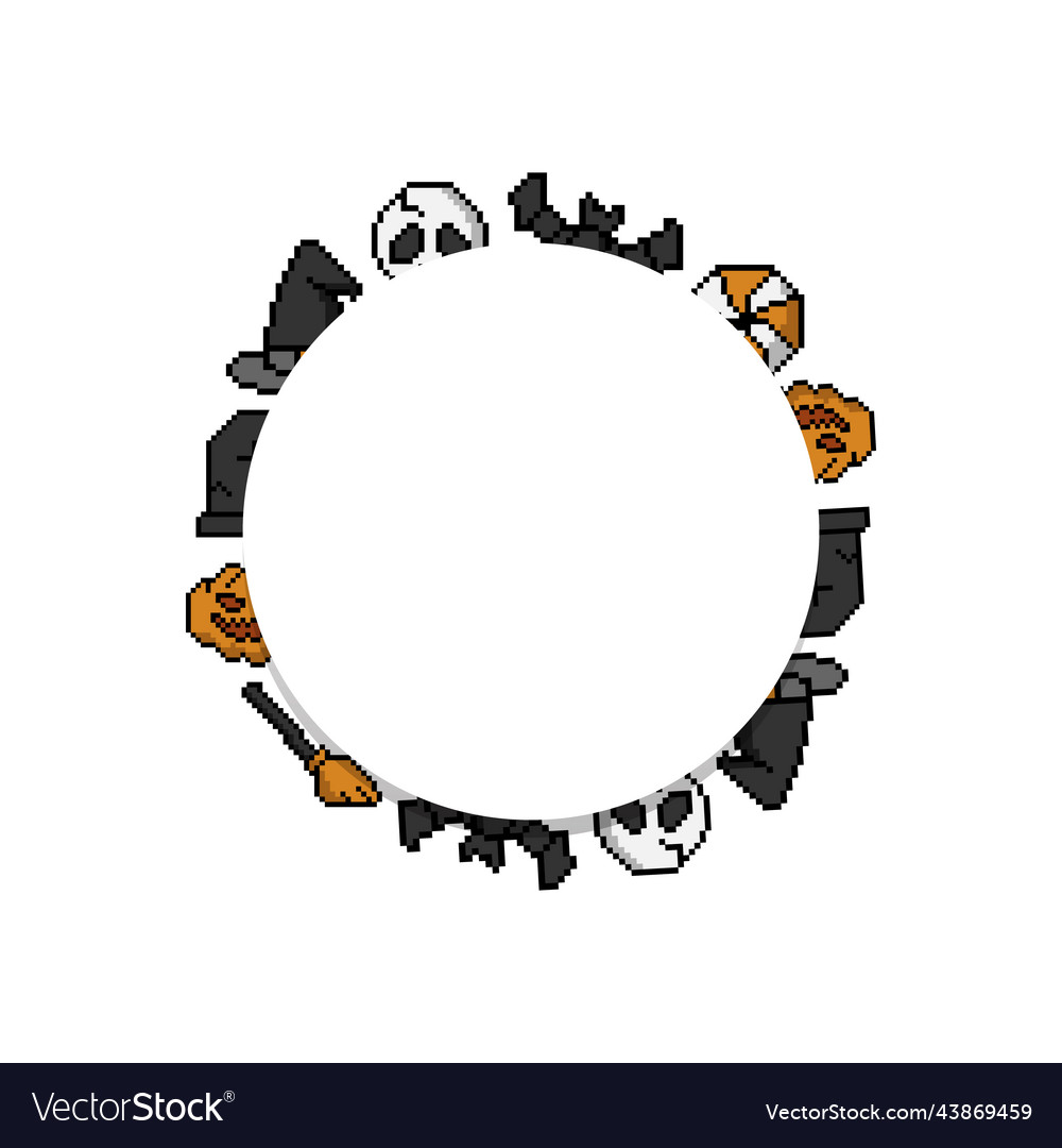 Circle frame halloween pixel art design