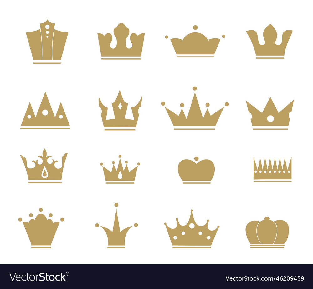 Crown gold icons set Royalty Free Vector Image