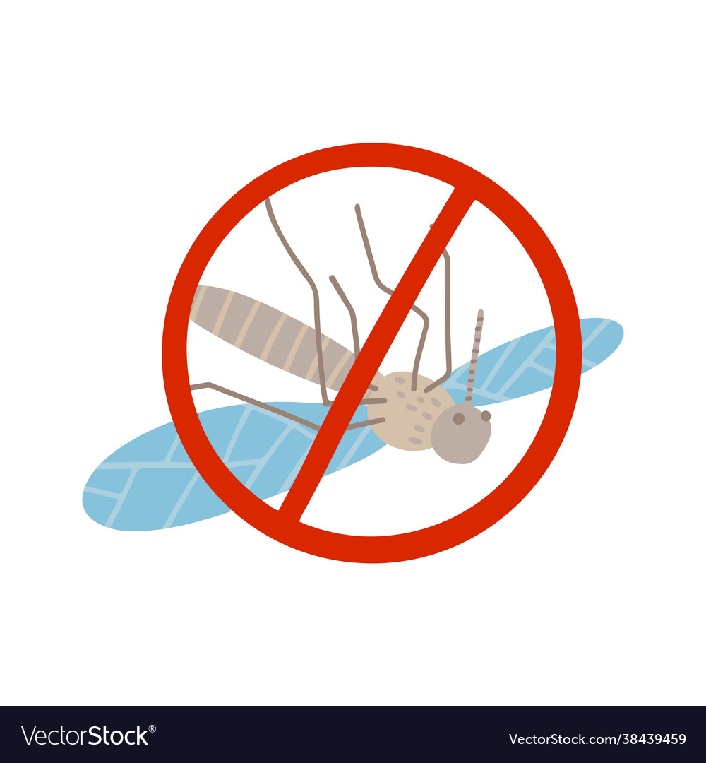 Dead mosquito in spot red sign gnat and pest flat Vector Image Dead mosquito in spot red sign gnat and pest flat Vector Image