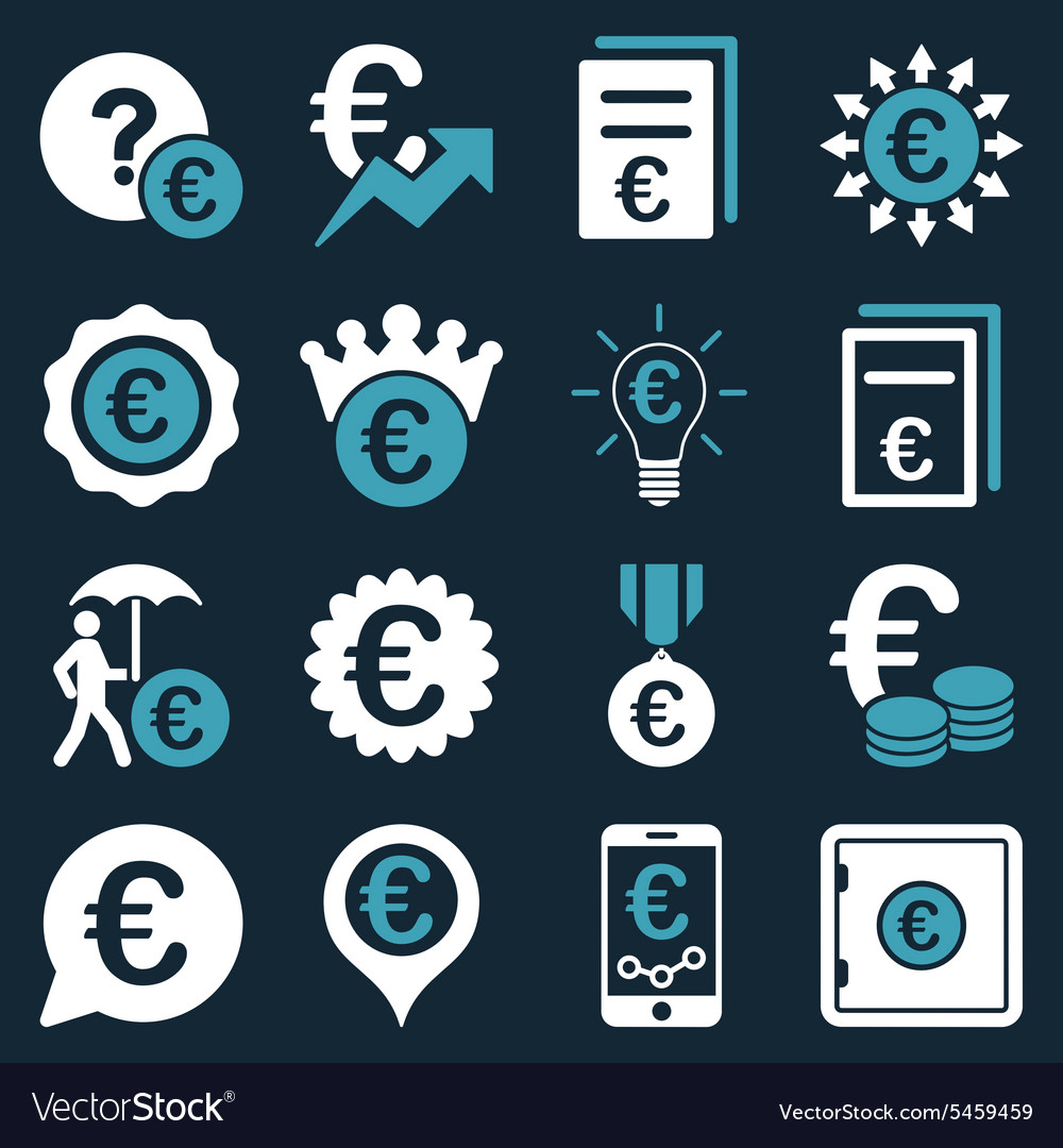 Euro banking business and service tools icons