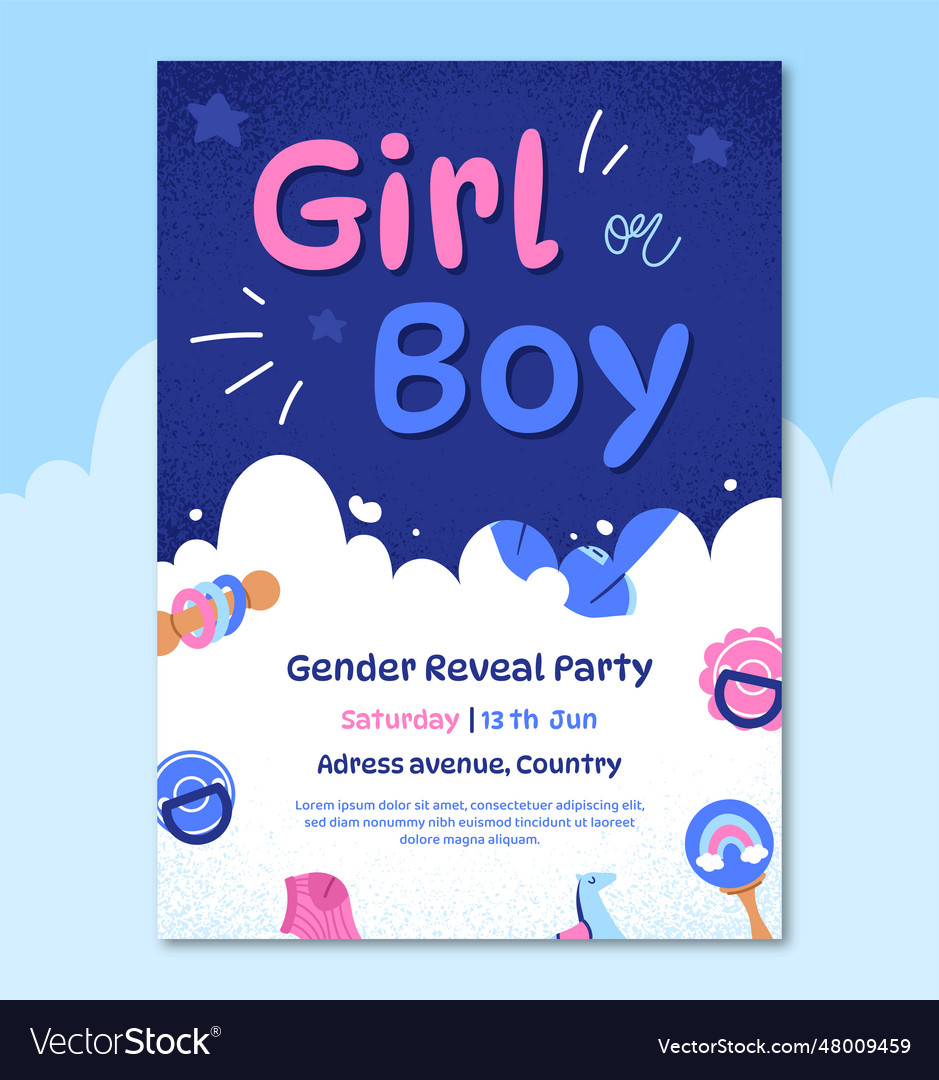 Gender reveal invitation concept Royalty Free Vector Image