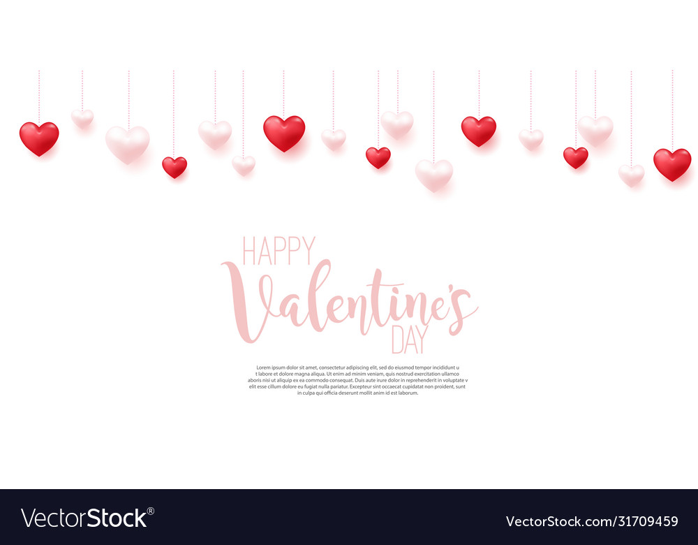 Happy valentines Tageskarte mit hängendem rosa vector image Happy valentines Tageskarte mit hängendem rosa