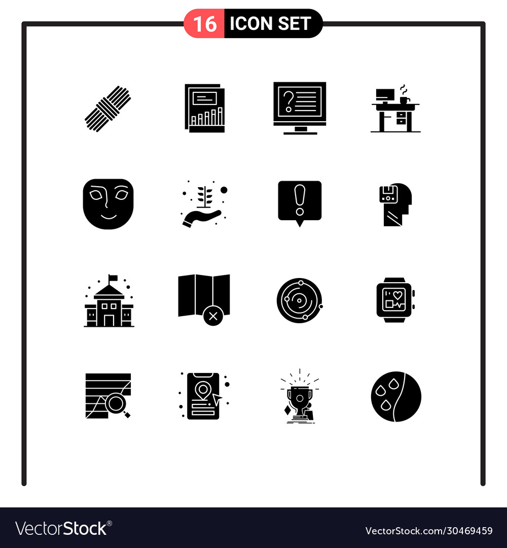 Pictograph set 16 simple solid glyphs