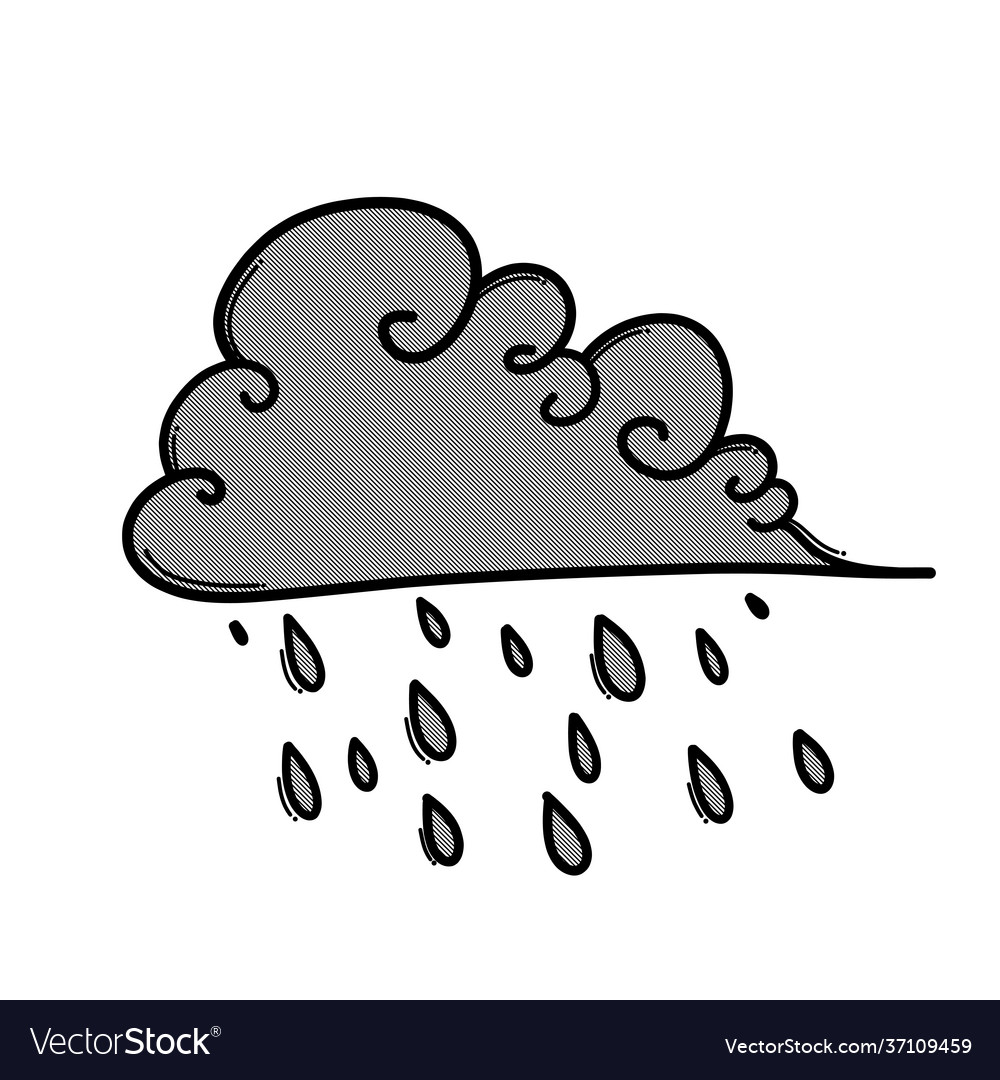 Rain doodle icon drawing sketch hand drawn line Vector Image