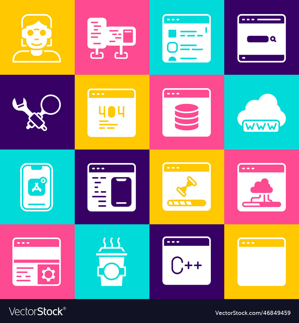 Set browser window cloud technology data transfer vector image Set browser window cloud technology data transfer