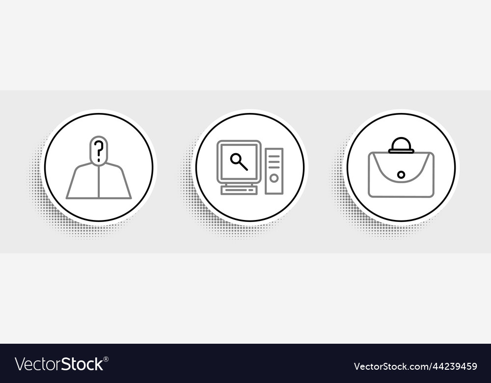 Set line briefcase anonymous with question mark vector image Set line briefcase anonymous with question mark