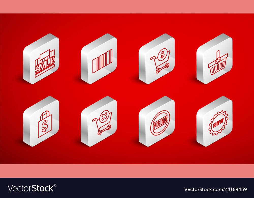 Set line price tag with text new barcode