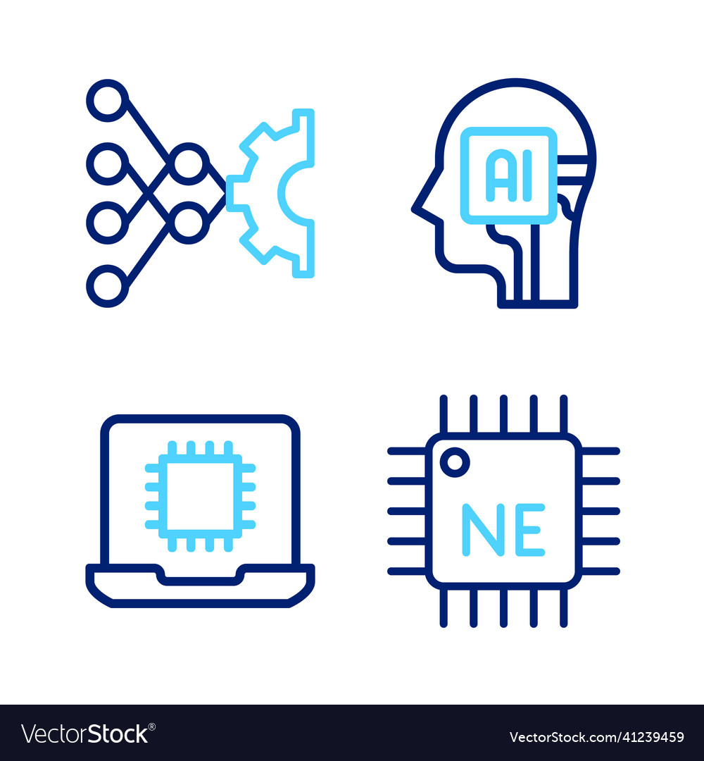 Set line processor cpu humanoid robot and neural vector image Set line processor cpu humanoid robot and neural