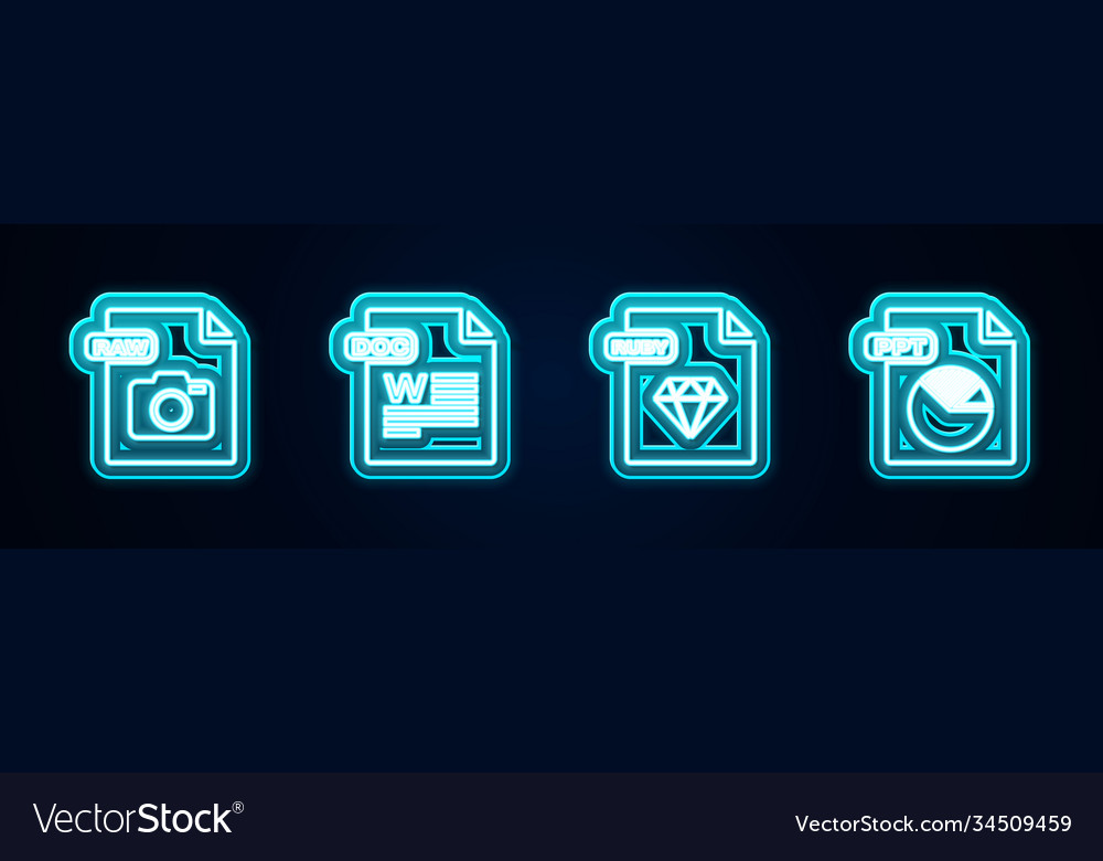 Set line raw file document doc ruby and ppt Vector Image Set line raw file document doc ruby and ppt