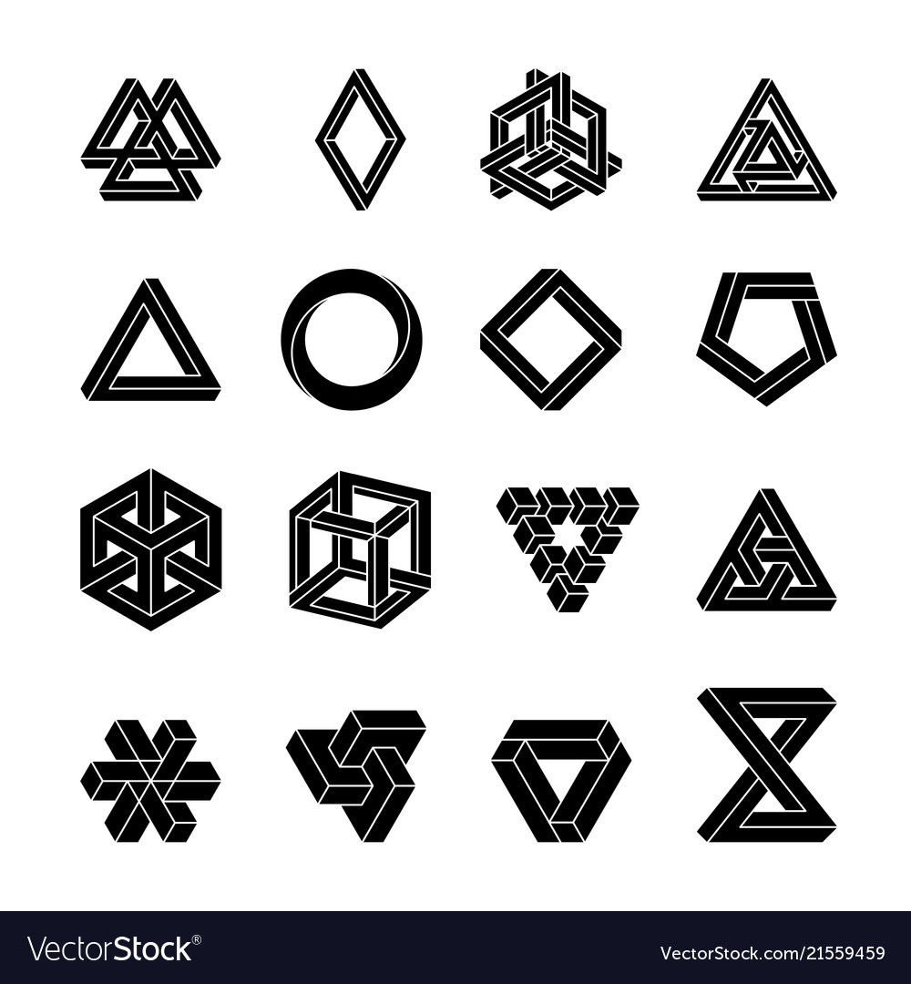 Set Of Impossible Shapes Optical Royalty Free Vector Image