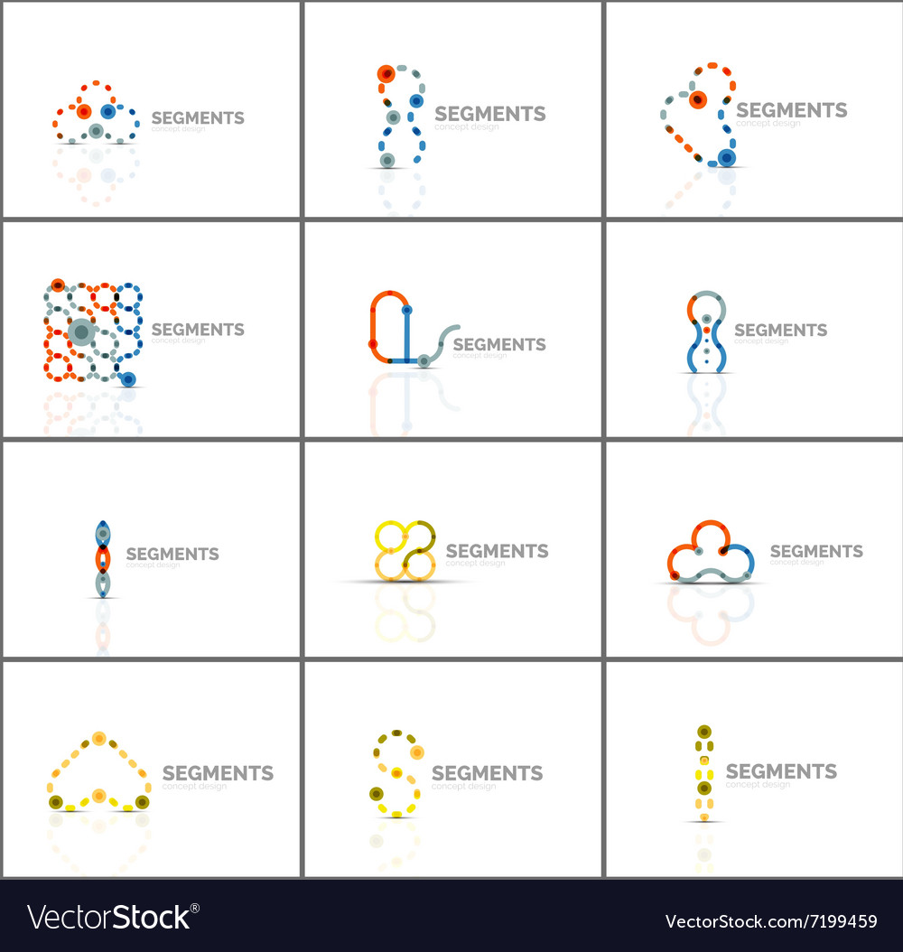 Set of linear abstract logos and swirl shapes