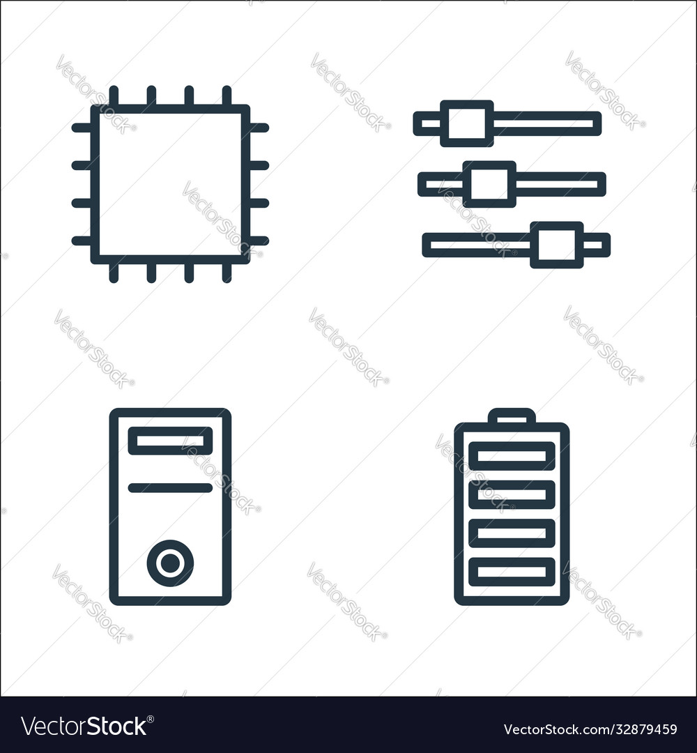 Technology line icons linear set quality vector image Technology line icons linear set quality