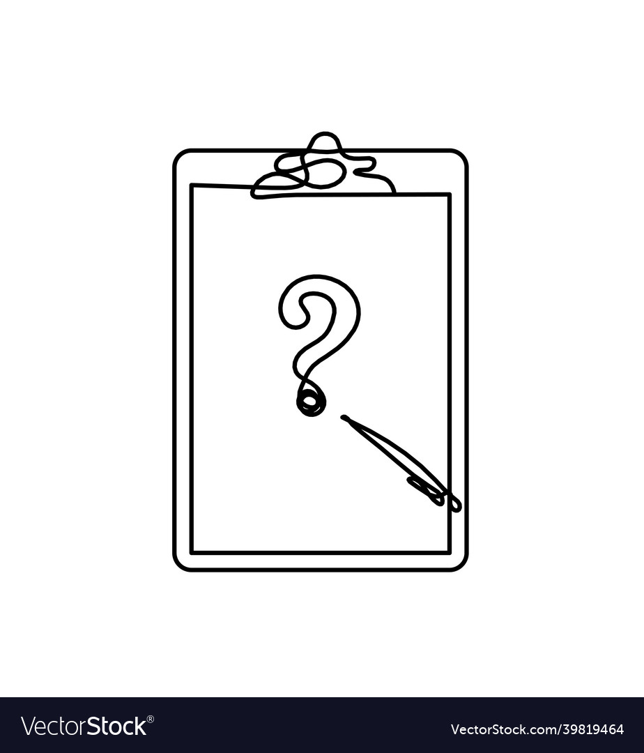 Abstract paper with pen and question mark as line