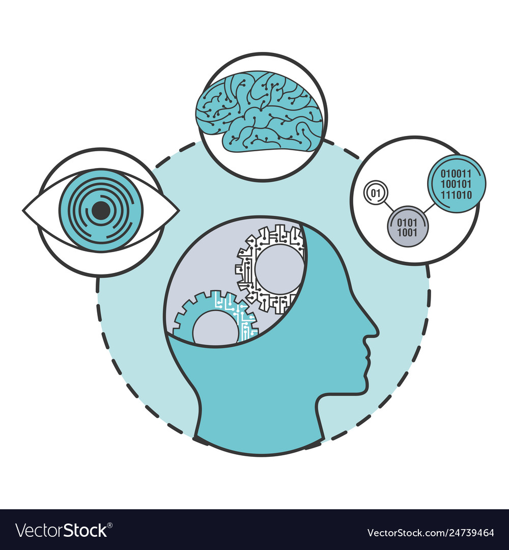 Artificial intelligence human profile brain binary