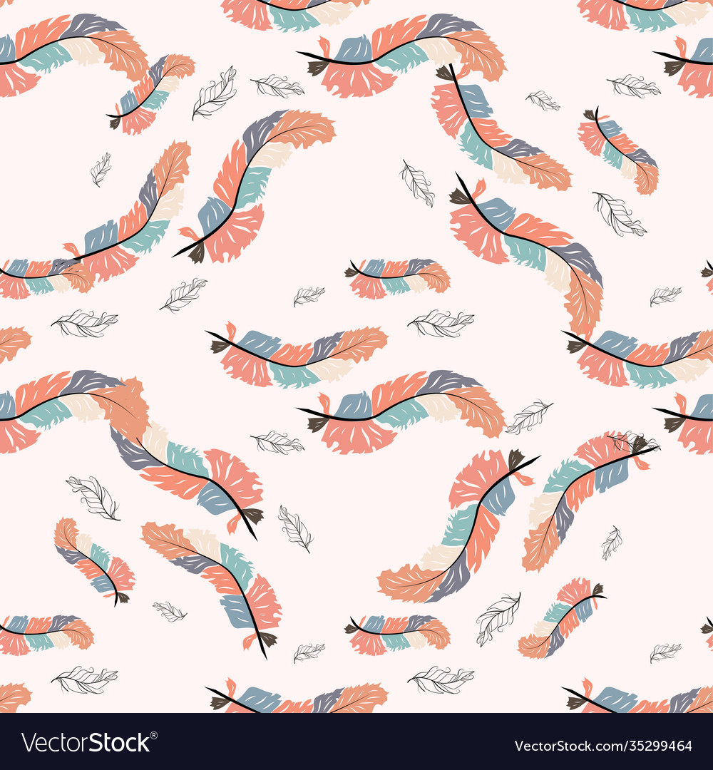 Boho Feather Seamless Pattern