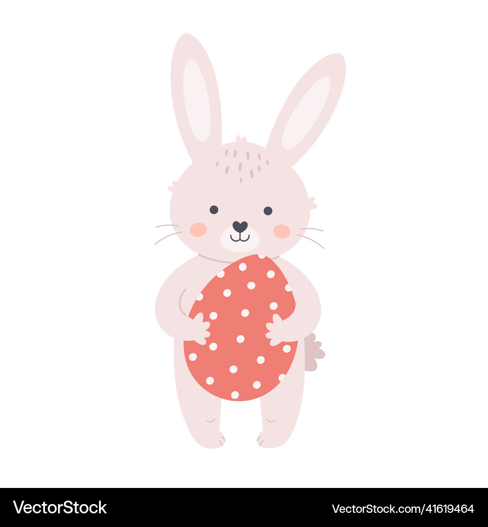 Bunny with easter egg happy easter hand drawn Vector Image