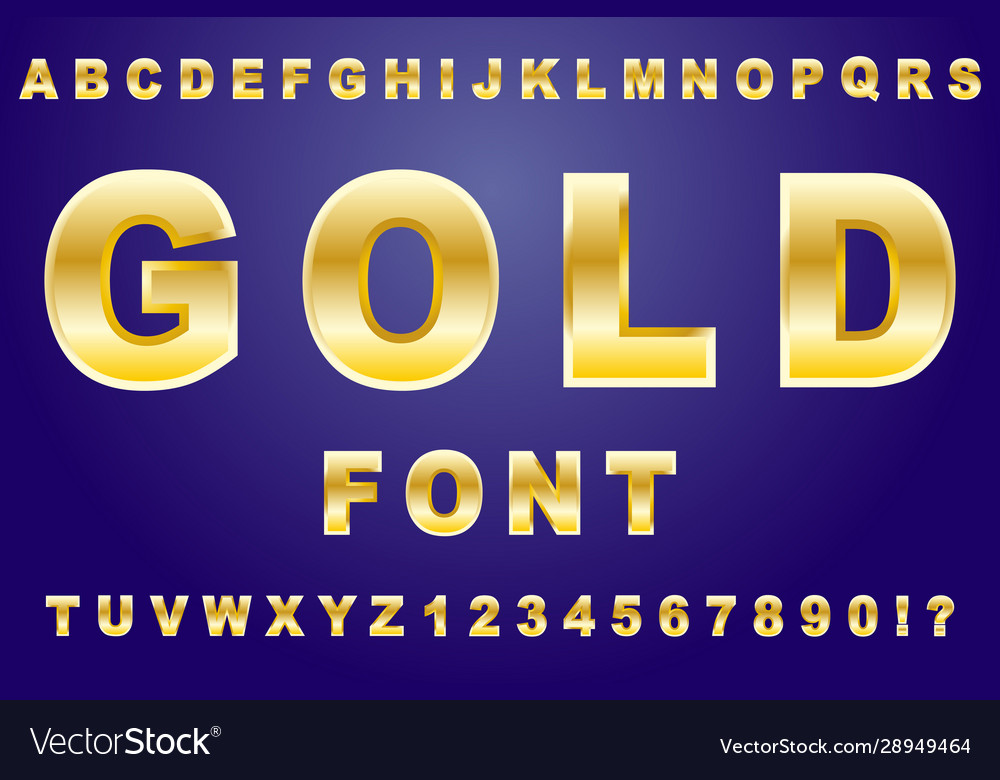 Design element gold font numbers vector image Design element gold font numbers