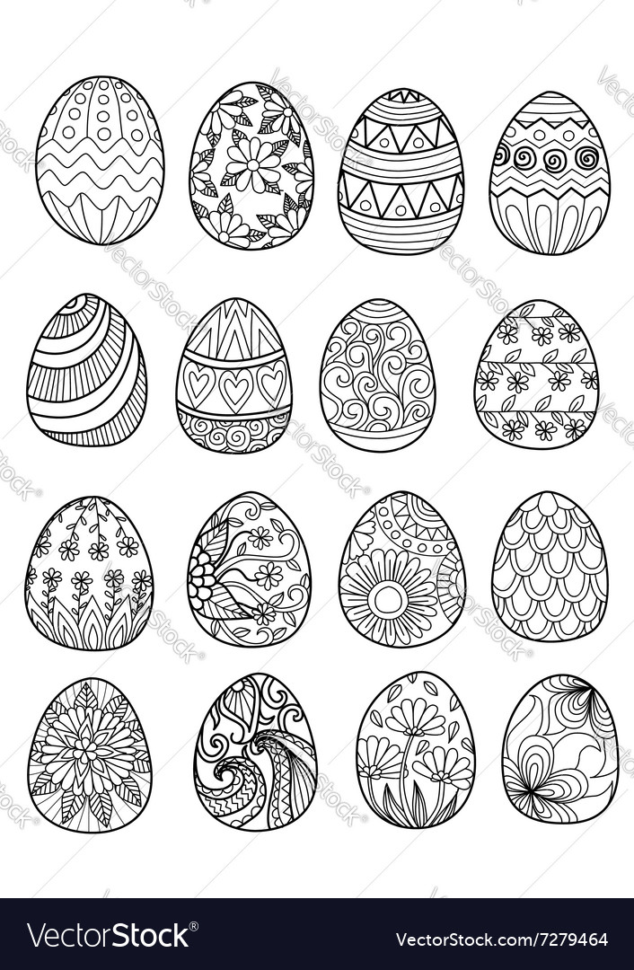 easter eggs color page royalty free vector image