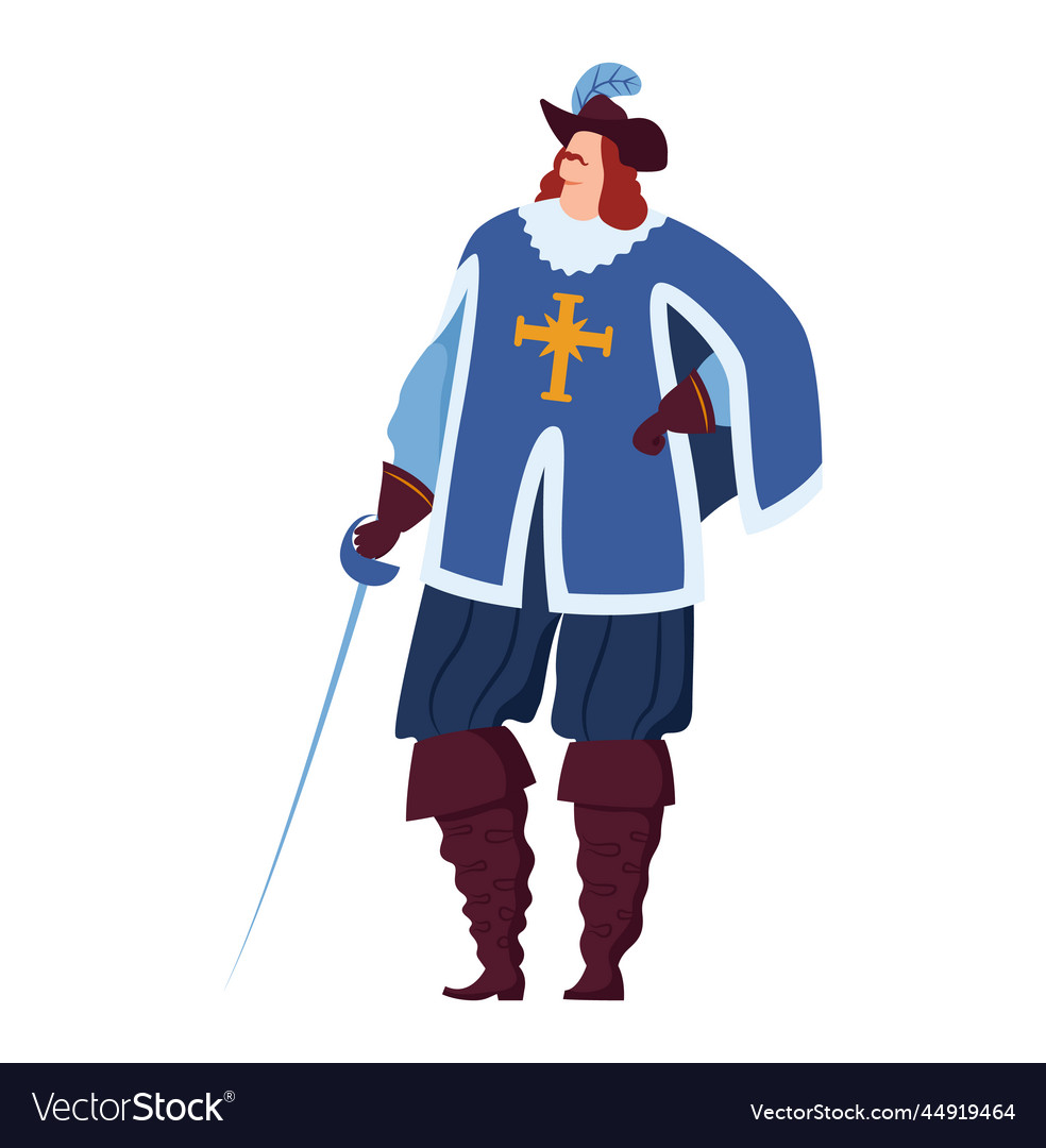 Fencer french guard soldier strong musketeer Vector Image