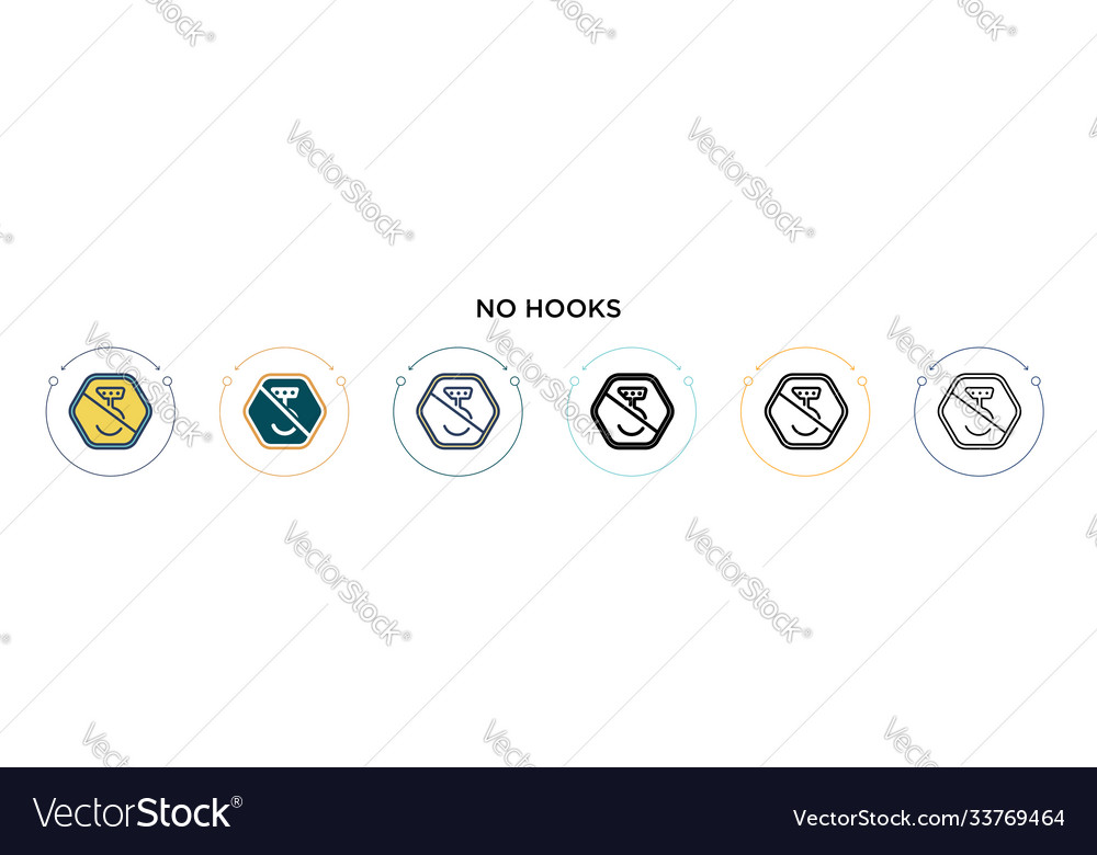 No hooks icon in filled thin line outline Vector Image No hooks icon in filled thin line outline