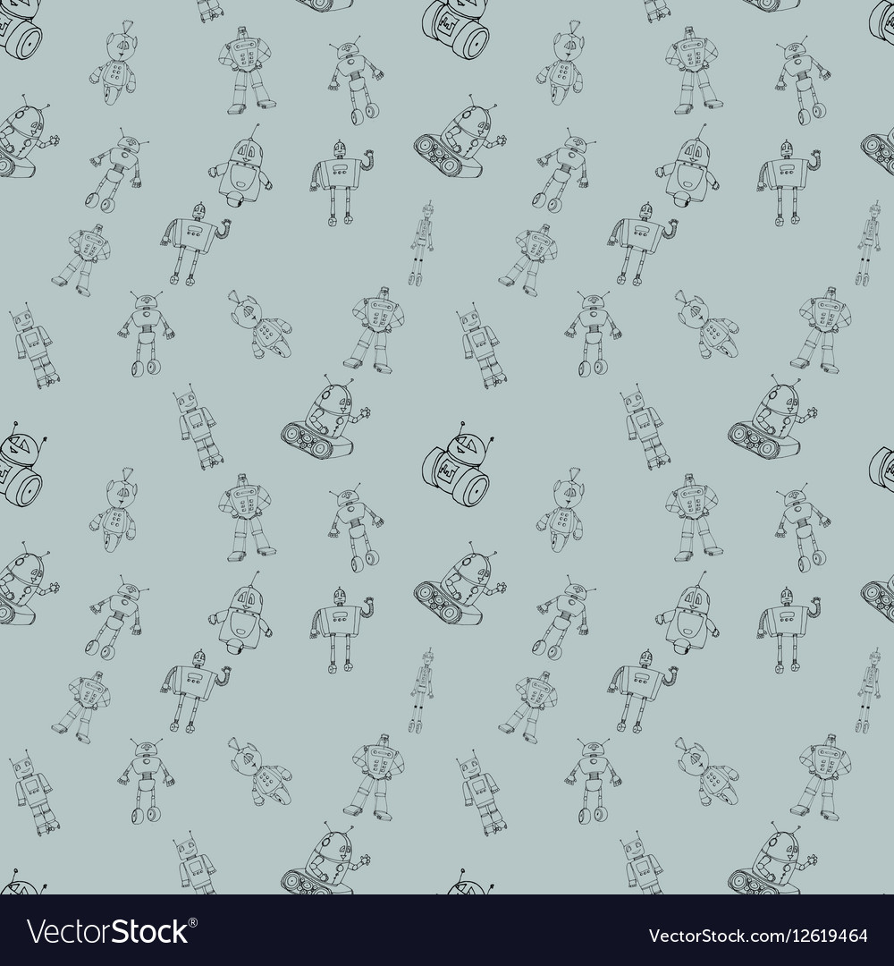 Robot doodles pattern