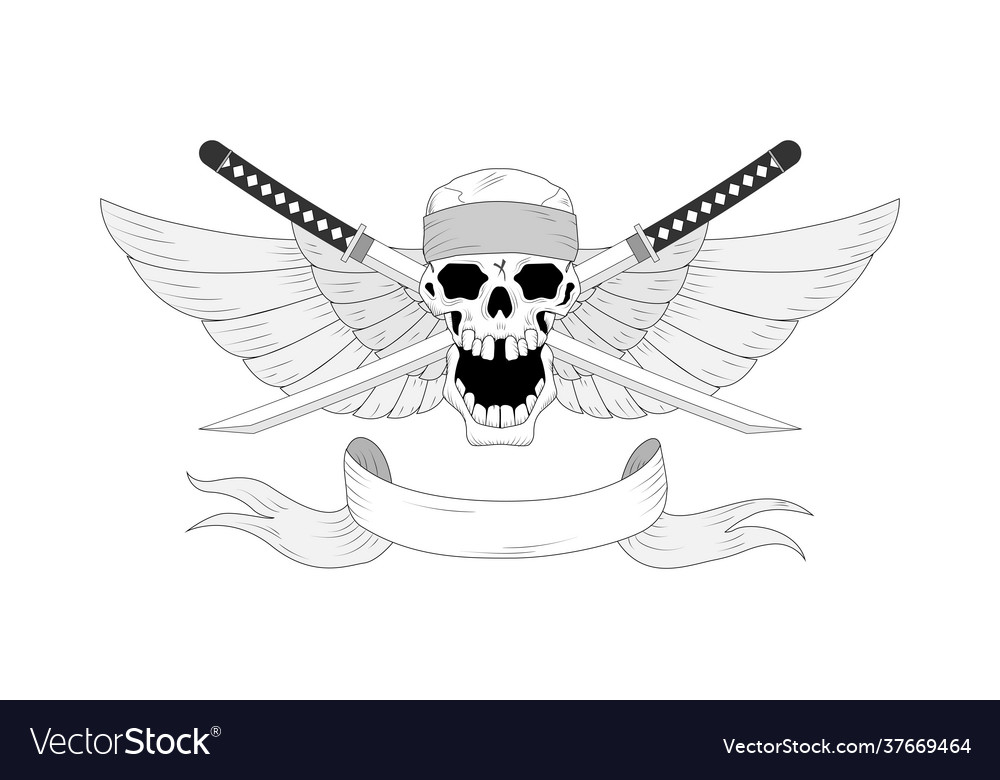 Samurai warrior skull with traditional japanese vector image Samurai warrior skull with traditional japanese
