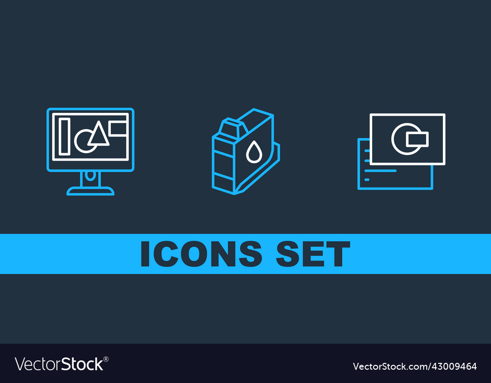 Set line business card computer monitor screen