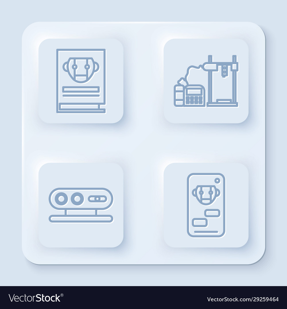 Set line user manual 3d printer scanning vector image Set line user manual 3d printer scanning