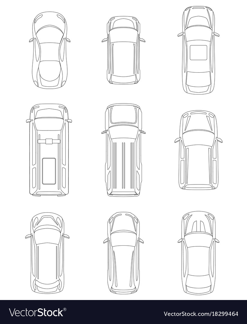 Set of cars top view