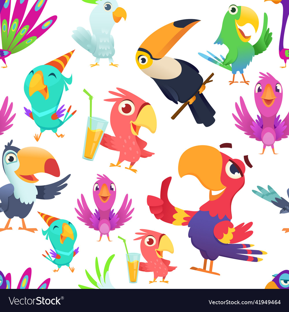 Tropical Bird Pattern - Toucans & Parrots