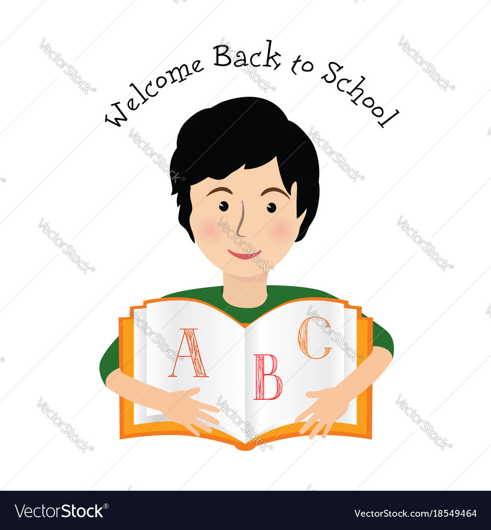 Welcome back to school cheerful smiling little boy